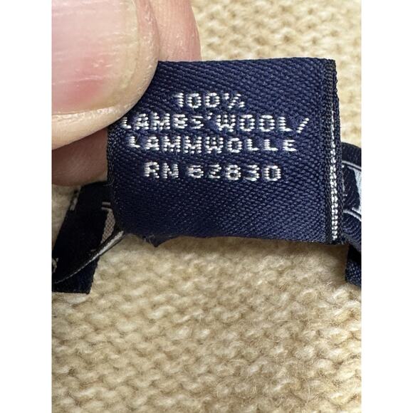 Lands End Women's Cardigan Sweater 8 Beige Wool Knit Sleeves Full Zip *DEFECTS* - Picture 3 of 14